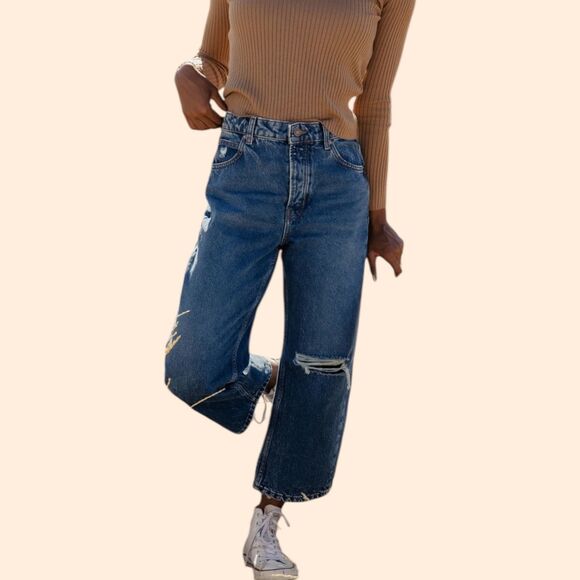 Free People Deep Trance Dropped Boyfriend Jeans - Picture 1 of 9